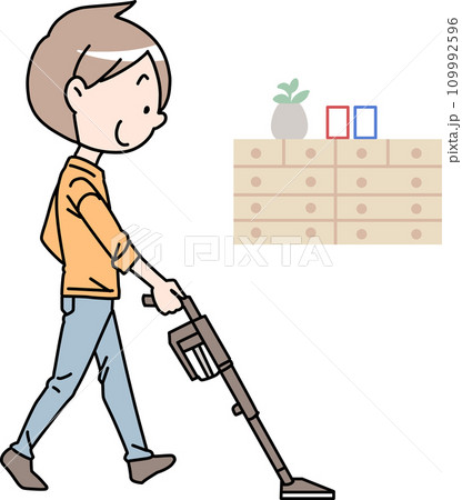 掃除機をかける男性 掃除機をかける男性 109992596