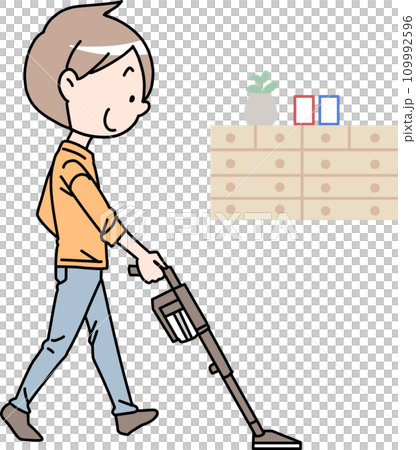 掃除機をかける男性 掃除機をかける男性 109992596