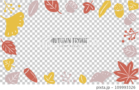 北欧風　秋の手描き背景フレーム 109993326