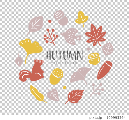 北欧風 秋の手描き素材セット 北欧風 秋の手描き素材セット 109993364
