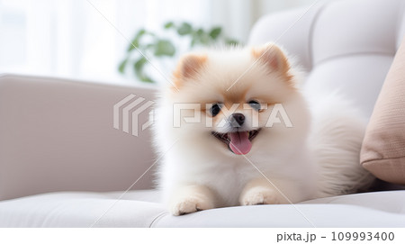 Pomeranian on Sofa, Generative AI Pomeranian on Sofa, Generative AI 109993400