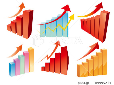 3D　棒グラフ　チャート　アイコン　イラストセット　 109995214