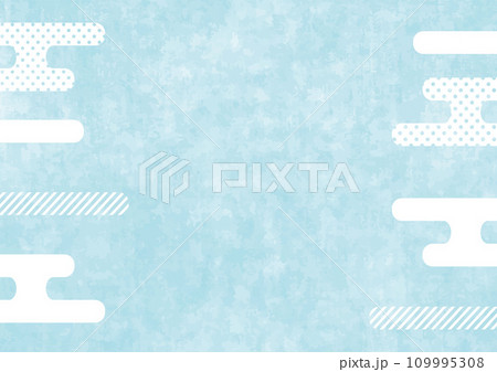 背景　和柄の雲　和紙風　水色 109995308