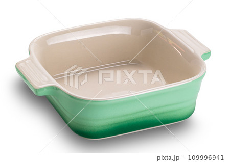 High angle view of square shape brown ceramic bowl. High angle view of square shape brown ceramic bowl. 109996941