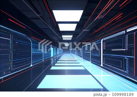 未来都市コンピュータールーム通路 109998189