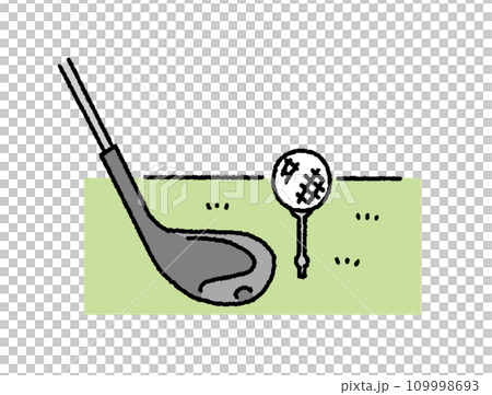 Simple touch golf driver and ball illustration 109998693