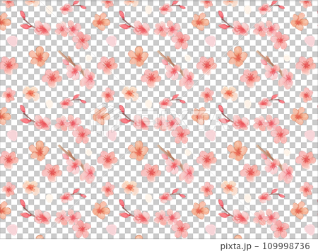 Japanese plum blossom pattern background with soft watercolor touch 109998736