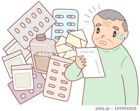 医療問題のイラスト - 薬の出し過ぎ・多剤大量処方 109998808