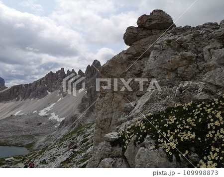 mountain landscape with blue sky, rocky peaks, in tht dolomites mountain landscape with blue sky, rocky peaks, in tht dolomites 109998873