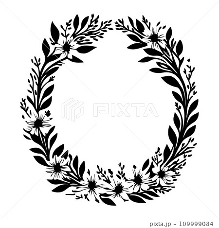 Around frame flower Icon hand draw black colour logo symbol perfect. Around frame flower Icon hand draw black colour logo symbol perfect. 109999084
