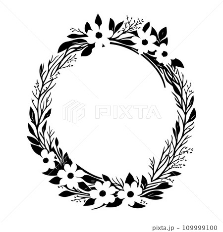 Around frame flower Icon hand draw black colour logo symbol perfect. 109999100