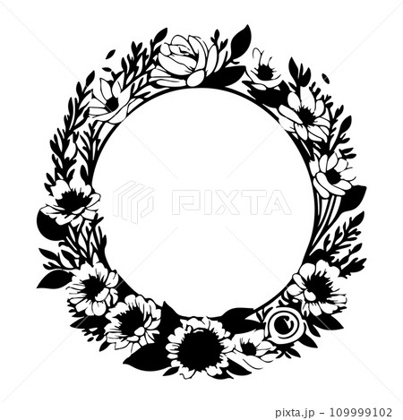 Around frame flower Icon hand draw black colour logo symbol perfect. 109999102