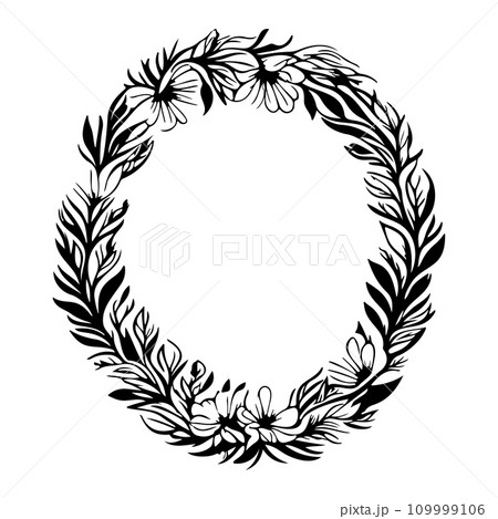 Around frame flower Icon hand draw black colour logo symbol perfect. 109999106