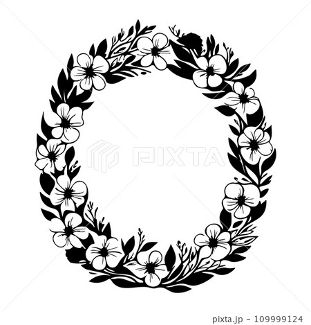 Around frame flower Icon hand draw black colour logo symbol perfect. 109999124
