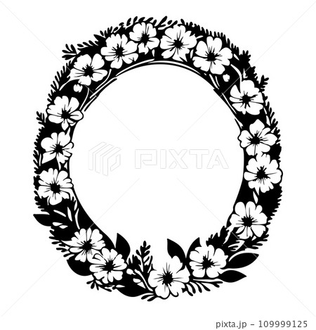 Around frame flower Icon hand draw black colour logo symbol perfect. 109999125