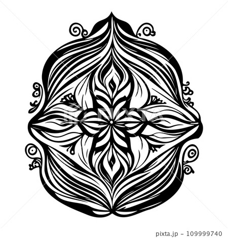 batik pattern ornament design black element illustration  109999740