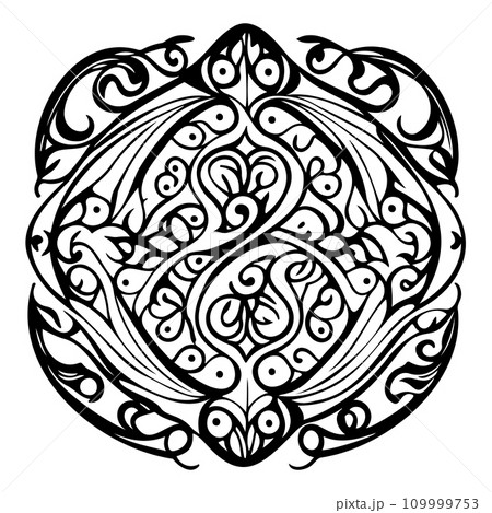 batik pattern ornament design black element illustration  109999753