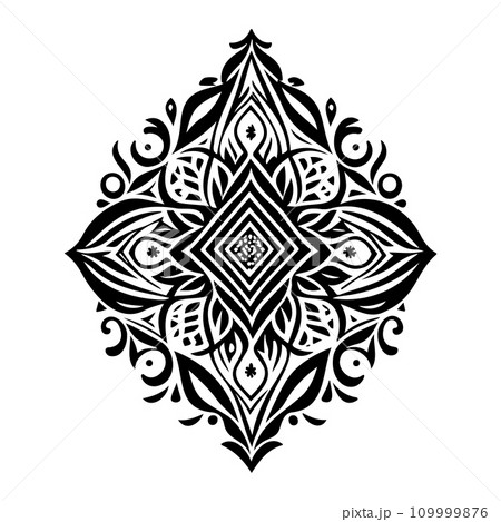Diamond pattern ornament batik design element illustration black Diamond pattern ornament batik design element illustration black 109999876