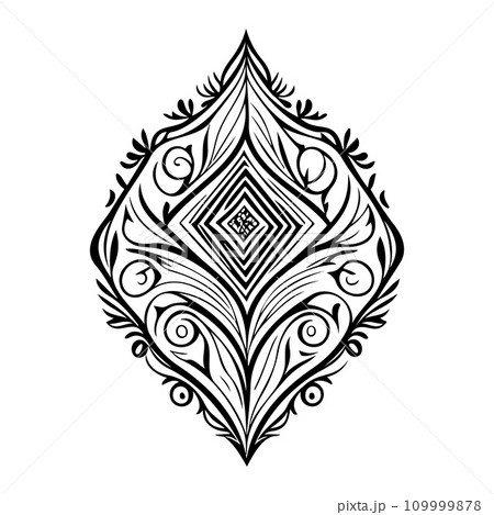 Diamond pattern ornament batik design element illustration black 109999878
