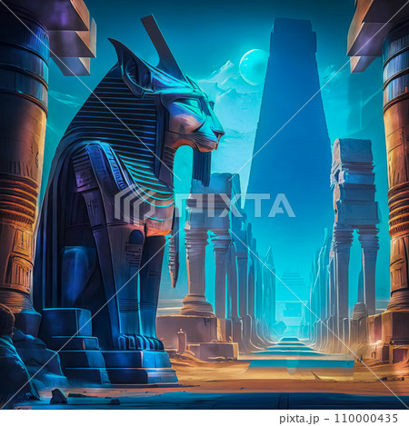Fantasy ancient civilization of Egypt in neon colors 110000435