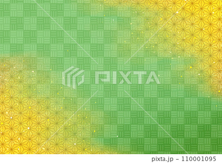 和柄背景　市松模様と麻の葉　金箔と金粉 110001095