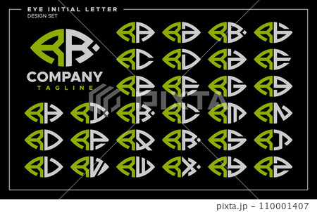 Bundle of line abstract eye or leaf letter R RR logo design 110001407