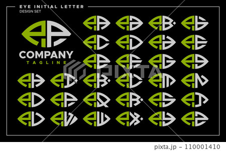 Bundle of line abstract eye or leaf letter P PP logo design 110001410
