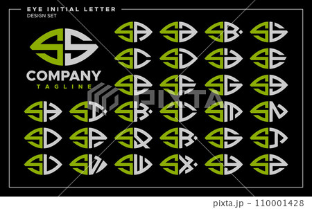 Bundle of line abstract eye or leaf letter S SS logo design 110001428