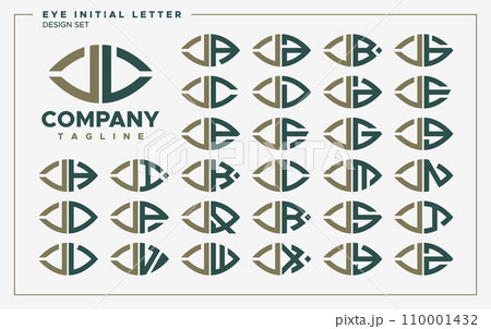 Luxury eye or leaf shape letter J JL logo design set 110001432