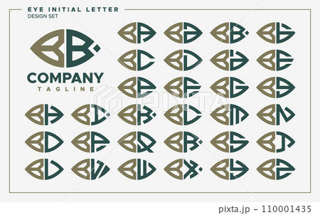 Luxury line eye or leaf shape letter B BB logo design set Luxury line eye or leaf shape letter B BB logo design set 110001435