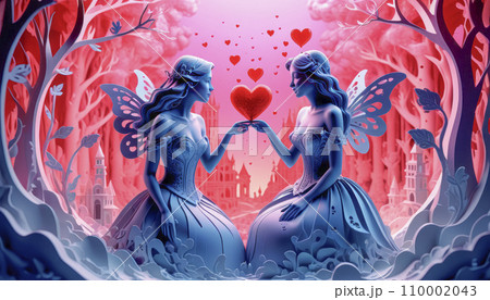 Love between girls, valentine, symbolism and romance of love, February 14, Valentine's Day Love between girls, valentine, symbolism and romance of love, February 14, Valentine's Day 110002043