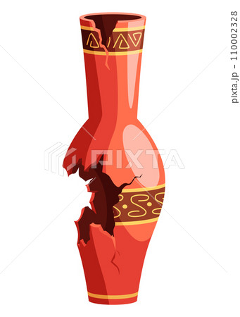 Archeology icon. Ancient artifact, graphic element of antiquity for mobile game, amphora object. Greek or egypt archaeology vector illustration 110002328