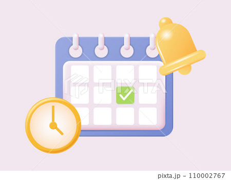 3d calendar icon. Daily schedule planner. Calendar events plan, work planning concept. 3d cartoon simple vector illustration 110002767