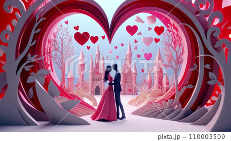 Love, valentine, colorful composition, symbolism and romance of love, February 14, Valentine's Day 110003509