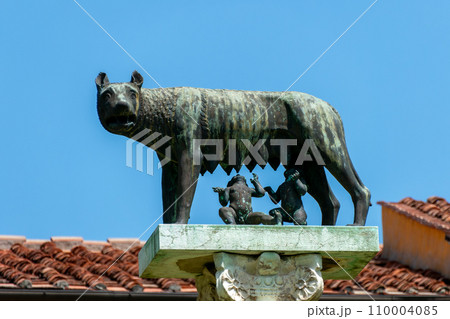 Italy, Pisa, Statue of the female wolf with Romulus and Remus, Opera della Primaziale 110004085