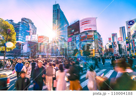 日本の東京都市景観 師走の慌ただしさ…賑わう渋谷。光と影…明日へ希望の光・輝きの時代へ…＝23日 110004188