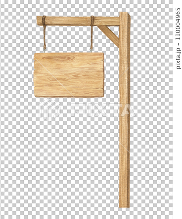 Watercolor illustration of wood sign holder, wooden plank or direction pointer signpost isolated. Handmade. Watercolor illustration of wood sign holder, wooden plank or direction pointer signpost isolated. Handmade. 110004965