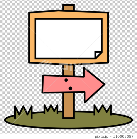 方角を案内する木製の立看板イラスト 方角を案内する木製の立看板イラスト 110005087