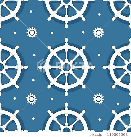Seamless marine pattern with a ship's wheel 110005368