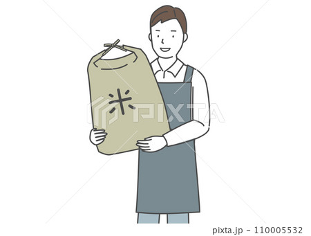 米袋を抱えた米屋の店員 110005532
