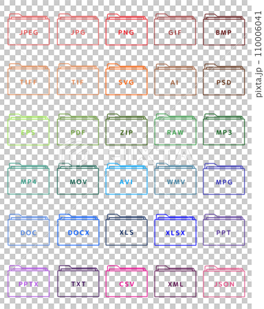 File extension icon set 30 types (line drawing) 110006041
