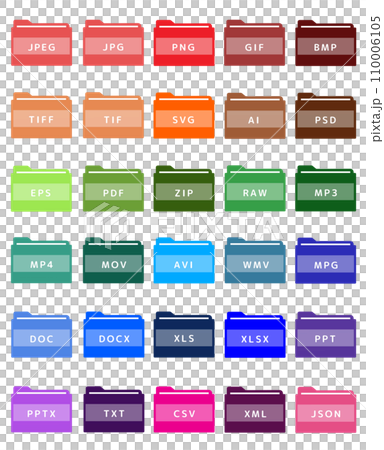 File extension icon set 30 types (colorful) File extension icon set 30 types (colorful) 110006105