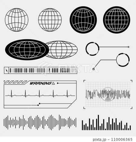 Retro futuristic street wear elements for cloth design 110006365