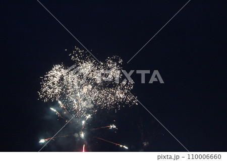 fireworks salute white on dark black background flash flowers 110006660