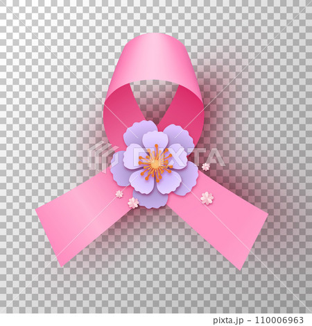 Breast Cancer pink ribbon 3d papercut flower...のイラスト素材 [110006963] - PIXTA