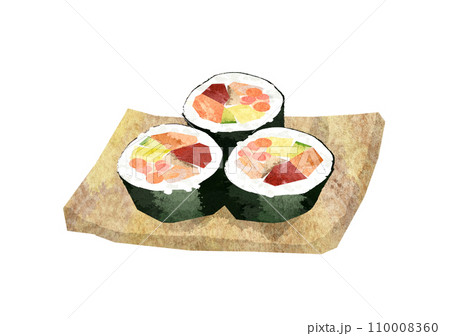 水彩風の美味しそうな太巻き寿司 恵方巻 水彩風の美味しそうな太巻き寿司 恵方巻 110008360