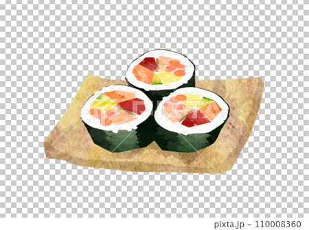 水彩風格的美味厚壽司卷，Ehomaki 110008360