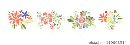 Flower and Floral Simple Colorful Element Vector Set 110008514