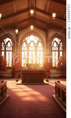 Funeral hall decorated with flowers 110008757