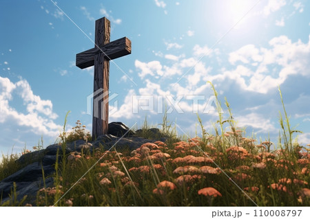 Christian cross on a hill Christian cross on a hill 110008797